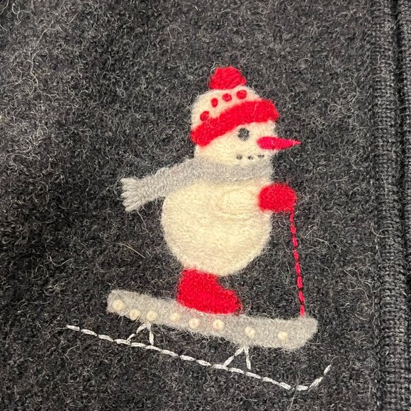 Coldwater Creek Snowman Zip Sweater Jacket, Wool, Charcoal, S - Picture 6 of 9